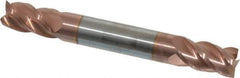Accupro - 5/16", 1/2" LOC, 5/16" Shank Diam, 2-1/2" OAL, 4 Flute, Solid Carbide Square End Mill - Double End, TiCN Finish, Spiral Flute, 40° Helix, Centercutting, Right Hand Cut, Right Hand Flute - USA Tool & Supply