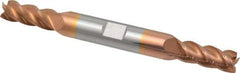Accupro - 5/16", 3/4" LOC, 3/8" Shank Diam, 3-1/2" OAL, 4 Flute, Solid Carbide Square End Mill - Double End, TiCN Finish, Spiral Flute, 40° Helix, Centercutting, Right Hand Cut, Right Hand Flute - USA Tool & Supply