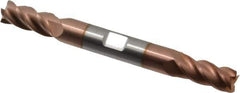 Accupro - 11/32", 3/4" LOC, 3/8" Shank Diam, 3-1/2" OAL, 4 Flute, Solid Carbide Square End Mill - Double End, TiCN Finish, Spiral Flute, 40° Helix, Centercutting, Right Hand Cut, Right Hand Flute - USA Tool & Supply