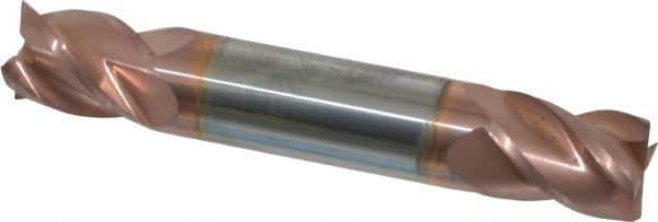 Accupro - 1/2", 5/8" LOC, 1/2" Shank Diam, 3" OAL, 4 Flute, Solid Carbide Square End Mill - Double End, TiCN Finish, Spiral Flute, 40° Helix, Centercutting, Right Hand Cut, Right Hand Flute - USA Tool & Supply
