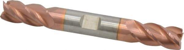 Accupro - 1/2", 1" LOC, 1/2" Shank Diam, 4" OAL, 4 Flute, Solid Carbide Square End Mill - Double End, TiCN Finish, Spiral Flute, 40° Helix, Centercutting, Right Hand Cut, Right Hand Flute - USA Tool & Supply