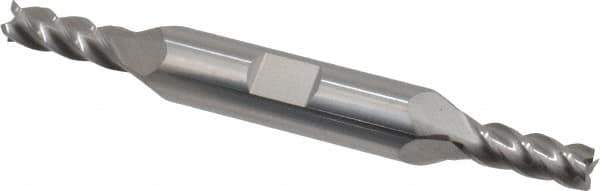 Accupro - 7/32", 9/16" LOC, 3/8" Shank Diam, 3" OAL, 4 Flute, Solid Carbide Square End Mill - Double End, Uncoated, Spiral Flute, 40° Helix, Centercutting, Right Hand Cut, Right Hand Flute - USA Tool & Supply