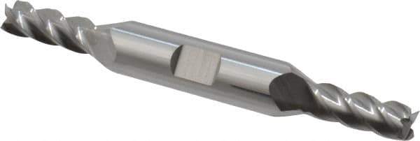 Accupro - 1/4", 5/8" LOC, 3/8" Shank Diam, 3" OAL, 4 Flute, Solid Carbide Square End Mill - Double End, Uncoated, Spiral Flute, 40° Helix, Centercutting, Right Hand Cut, Right Hand Flute - USA Tool & Supply