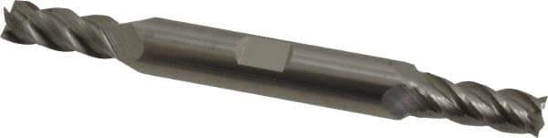 Accupro - 9/32", 11/16" LOC, 3/8" Shank Diam, 3-1/2" OAL, 4 Flute, Solid Carbide Square End Mill - Double End, Uncoated, Spiral Flute, 40° Helix, Centercutting, Right Hand Cut, Right Hand Flute - USA Tool & Supply
