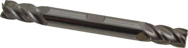 Accupro - 3/8", 3/4" LOC, 3/8" Shank Diam, 3-1/2" OAL, 4 Flute, Solid Carbide Square End Mill - Double End, Uncoated, Spiral Flute, 40° Helix, Centercutting, Right Hand Cut, Right Hand Flute - USA Tool & Supply