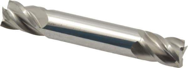 Accupro - 7/16", 9/16" LOC, 7/16" Shank Diam, 2-3/4" OAL, 4 Flute, Solid Carbide Square End Mill - Double End, Uncoated, Spiral Flute, 40° Helix, Centercutting, Right Hand Cut, Right Hand Flute - USA Tool & Supply