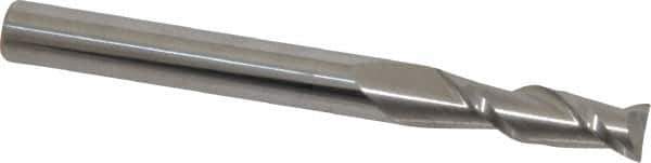 Accupro - 15/64", 3/4" LOC, 1/4" Shank Diam, 2-1/2" OAL, 2 Flute, Solid Carbide Square End Mill - Single End, Uncoated, Spiral Flute, 40° Helix, Centercutting, Right Hand Cut, Right Hand Flute - USA Tool & Supply