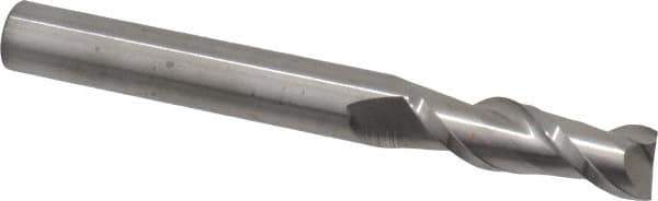 Accupro - 7/16", 1-3/8" LOC, 7/16" Shank Diam, 4" OAL, 2 Flute, Solid Carbide Square End Mill - Single End, Uncoated, Spiral Flute, 40° Helix, Centercutting, Right Hand Cut, Right Hand Flute - USA Tool & Supply