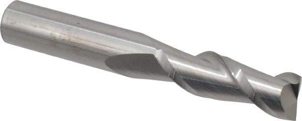 Accupro - 1/2", 1-1/2" LOC, 1/2" Shank Diam, 3-1/2" OAL, 2 Flute, Solid Carbide Square End Mill - Single End, Uncoated, Spiral Flute, 40° Helix, Centercutting, Right Hand Cut, Right Hand Flute - USA Tool & Supply