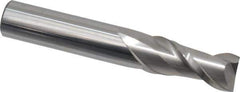 Accupro - 9/16", 1-1/4" LOC, 9/16" Shank Diam, 3-1/2" OAL, 2 Flute, Solid Carbide Square End Mill - Single End, Uncoated, Spiral Flute, 40° Helix, Centercutting, Right Hand Cut, Right Hand Flute - USA Tool & Supply