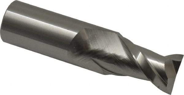Accupro - 11/16", 1" LOC, 3/4" Shank Diam, 3" OAL, 2 Flute, Solid Carbide Square End Mill - Single End, Uncoated, Spiral Flute, 40° Helix, Centercutting, Right Hand Cut, Right Hand Flute - USA Tool & Supply