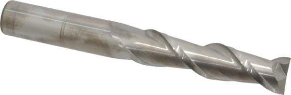Accupro - 3/4", 3" LOC, 3/4" Shank Diam, 6" OAL, 2 Flute, Solid Carbide Square End Mill - Single End, Uncoated, Spiral Flute, 40° Helix, Centercutting, Right Hand Cut, Right Hand Flute - USA Tool & Supply