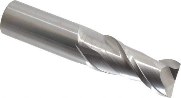 Accupro - 1", 2-1/4" LOC, 1" Shank Diam, 5" OAL, 2 Flute, Solid Carbide Square End Mill - Single End, Uncoated, Spiral Flute, 40° Helix, Centercutting, Right Hand Cut, Right Hand Flute - USA Tool & Supply