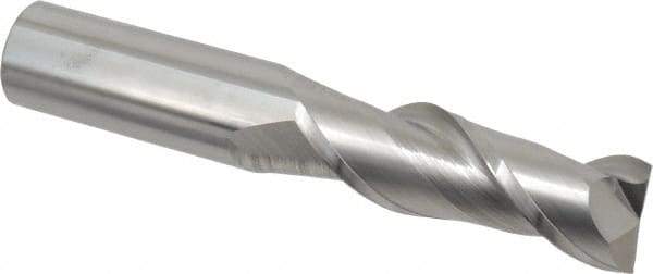 Accupro - 1", 3" LOC, 1" Shank Diam, 6" OAL, 2 Flute, Solid Carbide Square End Mill - Single End, Uncoated, Spiral Flute, 40° Helix, Centercutting, Right Hand Cut, Right Hand Flute - USA Tool & Supply