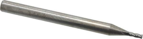 Accupro - 3/64", 9/64" LOC, 1/8" Shank Diam, 1-1/2" OAL, 4 Flute, Solid Carbide Square End Mill - Single End, Uncoated, Spiral Flute, 30° Helix, Centercutting, Right Hand Cut, Right Hand Flute - USA Tool & Supply