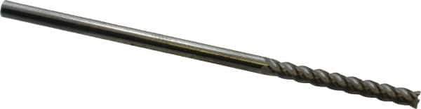 Accupro - 1/8", 1" LOC, 1/8" Shank Diam, 3" OAL, 4 Flute, Solid Carbide Square End Mill - Single End, Uncoated, Spiral Flute, 40° Helix, Centercutting, Right Hand Cut, Right Hand Flute - USA Tool & Supply