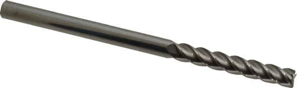Accupro - 1/4", 1-1/2" LOC, 1/4" Shank Diam, 4" OAL, 4 Flute, Solid Carbide Square End Mill - Single End, Uncoated, Spiral Flute, 40° Helix, Centercutting, Right Hand Cut, Right Hand Flute - USA Tool & Supply