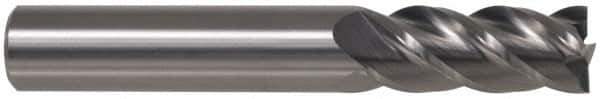 Accupro - 1/2", 1" LOC, 1/2" Shank Diam, 6" OAL, 4 Flute, Solid Carbide Square End Mill - Single End, Uncoated, Spiral Flute, 40° Helix, Centercutting, Right Hand Cut, Right Hand Flute - USA Tool & Supply
