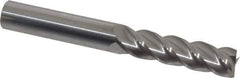 Accupro - 3/8", 1-3/8" LOC, 3/8" Shank Diam, 3" OAL, 4 Flute, Solid Carbide Square End Mill - Single End, Uncoated, Spiral Flute, 40° Helix, Centercutting, Right Hand Cut, Right Hand Flute - USA Tool & Supply