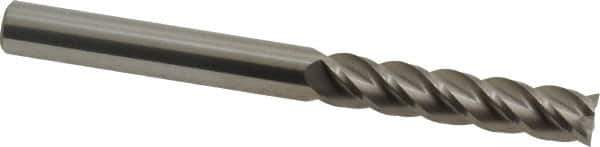 Accupro - 3/8", 1-3/4" LOC, 3/8" Shank Diam, 4" OAL, 4 Flute, Solid Carbide Square End Mill - Single End, Uncoated, Spiral Flute, 40° Helix, Centercutting, Right Hand Cut, Right Hand Flute - USA Tool & Supply