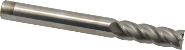 Accupro - 7/16", 1-3/8" LOC, 7/16" Shank Diam, 4" OAL, 4 Flute, Solid Carbide Square End Mill - Single End, Uncoated, Spiral Flute, 40° Helix, Centercutting, Right Hand Cut, Right Hand Flute - USA Tool & Supply
