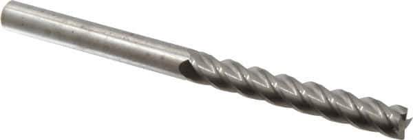 Accupro - 7/16", 3" LOC, 7/16" Shank Diam, 6" OAL, 4 Flute, Solid Carbide Square End Mill - Single End, Uncoated, Spiral Flute, 40° Helix, Centercutting, Right Hand Cut, Right Hand Flute - USA Tool & Supply