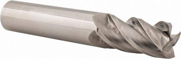Accupro - 1/2", 1" LOC, 1/2" Shank Diam, 3" OAL, 4 Flute, Solid Carbide Square End Mill - Single End, Uncoated, Spiral Flute, 40° Helix, Centercutting, Right Hand Cut, Right Hand Flute - USA Tool & Supply