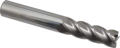 Accupro - 1/2", 1-1/2" LOC, 1/2" Shank Diam, 3-1/2" OAL, 4 Flute, Solid Carbide Square End Mill - Single End, Uncoated, Spiral Flute, 40° Helix, Centercutting, Right Hand Cut, Right Hand Flute - USA Tool & Supply