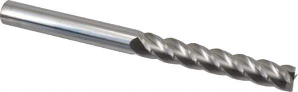 Accupro - 1/2", 3" LOC, 1/2" Shank Diam, 6" OAL, 4 Flute, Solid Carbide Square End Mill - Single End, Uncoated, Spiral Flute, 40° Helix, Centercutting, Right Hand Cut, Right Hand Flute - USA Tool & Supply