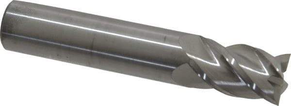 Accupro - 9/16", 7/8" LOC, 9/16" Shank Diam, 3" OAL, 4 Flute, Solid Carbide Square End Mill - Single End, Uncoated, Spiral Flute, 40° Helix, Centercutting, Right Hand Cut, Right Hand Flute - USA Tool & Supply