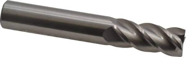 Accupro - 9/16", 1-1/4" LOC, 9/16" Shank Diam, 3-1/2" OAL, 4 Flute, Solid Carbide Square End Mill - Single End, Uncoated, Spiral Flute, 40° Helix, Centercutting, Right Hand Cut, Right Hand Flute - USA Tool & Supply