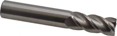 Accupro - 9/16", 1-1/4" LOC, 9/16" Shank Diam, 3-1/2" OAL, 4 Flute, Solid Carbide Square End Mill - Single End, Uncoated, Spiral Flute, 40° Helix, Centercutting, Right Hand Cut, Right Hand Flute - USA Tool & Supply