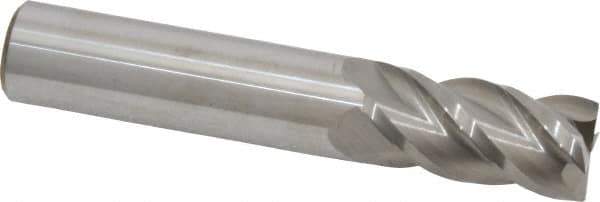 Accupro - 5/8", 1-1/4" LOC, 5/8" Shank Diam, 3-1/2" OAL, 4 Flute, Solid Carbide Square End Mill - Single End, Uncoated, Spiral Flute, 40° Helix, Centercutting, Right Hand Cut, Right Hand Flute - USA Tool & Supply
