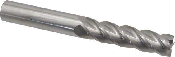 Accupro - 3/4", 3" LOC, 3/4" Shank Diam, 6" OAL, 4 Flute, Solid Carbide Square End Mill - Single End, Uncoated, Spiral Flute, 40° Helix, Centercutting, Right Hand Cut, Right Hand Flute - USA Tool & Supply