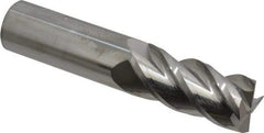 Accupro - 1", 2-1/4" LOC, 1" Shank Diam, 5" OAL, 4 Flute, Solid Carbide Square End Mill - Single End, Uncoated, Spiral Flute, 40° Helix, Centercutting, Right Hand Cut, Right Hand Flute - USA Tool & Supply