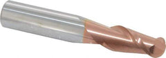 Accupro - 15/32" Diam, 1" LOC, 2 Flute Solid Carbide Ball End Mill - TiCN Finish, Single End, 3" OAL, 1/2" Shank Diam, Spiral Flute - USA Tool & Supply