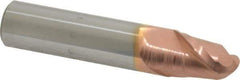 Accupro - 31/64" Diam, 5/8" LOC, 2 Flute Solid Carbide Ball End Mill - TiCN Finish, Single End, 2-1/2" OAL, 1/2" Shank Diam, Spiral Flute - USA Tool & Supply