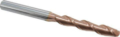 Accupro - 1/2" Diam, 3" LOC, 2 Flute Solid Carbide Ball End Mill - TiCN Finish, Single End, 6" OAL, 1/2" Shank Diam, Spiral Flute - USA Tool & Supply