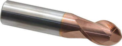 Accupro - 5/8" Diam, 7/8" LOC, 2 Flute Solid Carbide Ball End Mill - TiCN Finish, Single End, 3" OAL, 5/8" Shank Diam, Spiral Flute - USA Tool & Supply