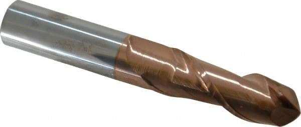 Accupro - 3/4" Diam, 2-1/4" LOC, 2 Flute Solid Carbide Ball End Mill - TiCN Finish, Single End, 5" OAL, 3/4" Shank Diam, Spiral Flute - USA Tool & Supply