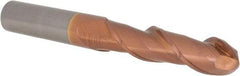Accupro - 3/4" Diam, 3" LOC, 2 Flute Solid Carbide Ball End Mill - TiCN Finish, Single End, 6" OAL, 3/4" Shank Diam, Spiral Flute - USA Tool & Supply