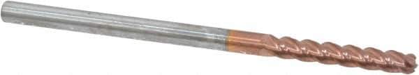Accupro - 1/8" Diam, 3/4" LOC, 4 Flute Solid Carbide Ball End Mill - TiCN Finish, Single End, 2-1/4" OAL, 1/8" Shank Diam, Spiral Flute - USA Tool & Supply
