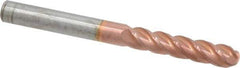 Accupro - 3/8" Diam, 1-3/4" LOC, 4 Flute Solid Carbide Ball End Mill - TiCN Finish, Single End, 4" OAL, 3/8" Shank Diam, Spiral Flute - USA Tool & Supply