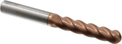 Accupro - 7/16" Diam, 2" LOC, 4 Flute Solid Carbide Ball End Mill - TiCN Finish, Single End, 4" OAL, 7/16" Shank Diam, Spiral Flute - USA Tool & Supply