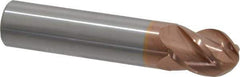 Accupro - 1/2" Diam, 5/8" LOC, 4 Flute Solid Carbide Ball End Mill - TiCN Finish, Single End, 2-1/2" OAL, 1/2" Shank Diam, Spiral Flute - USA Tool & Supply