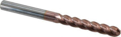 Accupro - 1/2" Diam, 3" LOC, 4 Flute Solid Carbide Ball End Mill - TiCN Finish, Single End, 6" OAL, 1/2" Shank Diam, Spiral Flute - USA Tool & Supply