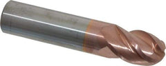 Accupro - 5/8" Diam, 7/8" LOC, 4 Flute Solid Carbide Ball End Mill - TiCN Finish, Single End, 3" OAL, 5/8" Shank Diam, Spiral Flute - USA Tool & Supply