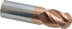 Accupro - 3/4" Diam, 1" LOC, 4 Flute Solid Carbide Ball End Mill - TiCN Finish, Single End, 3" OAL, 3/4" Shank Diam, Spiral Flute - USA Tool & Supply