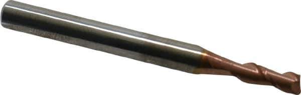 Accupro - 9/64", 3/8" LOC, 3/16" Shank Diam, 2" OAL, 2 Flute, Solid Carbide Square End Mill - Single End, TiCN Finish, Spiral Flute, 40° Helix, Centercutting, Right Hand Cut, Right Hand Flute - USA Tool & Supply