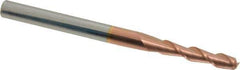 Accupro - 5/32", 3/4" LOC, 3/16" Shank Diam, 2-1/2" OAL, 2 Flute, Solid Carbide Square End Mill - Single End, TiCN Finish, Spiral Flute, 40° Helix, Centercutting, Right Hand Cut, Right Hand Flute - USA Tool & Supply